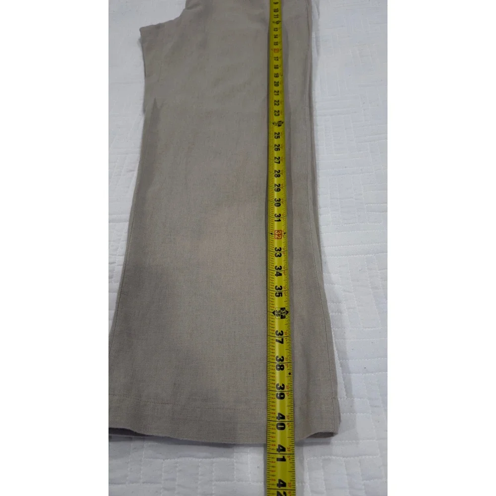 Alan Flusser Mens Tan Linen Blend Pleated Dress Pants Trousers 36x34